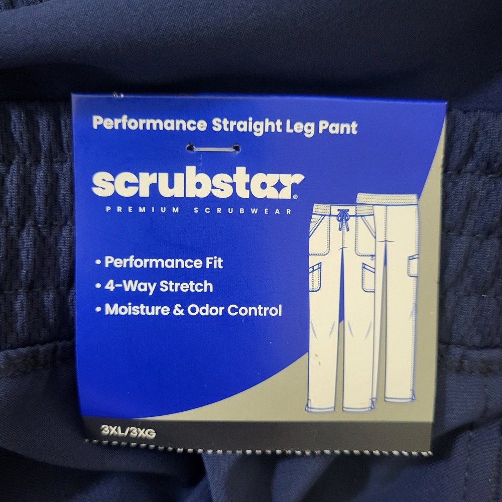 Scrubstar Premium Performance Navy Blue Scrub Pants 3XL Straight Leg WM04B121A - Picture 2 of 11